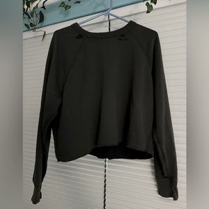 Aerie Distressed Charcoal Grey Cropped Sweater